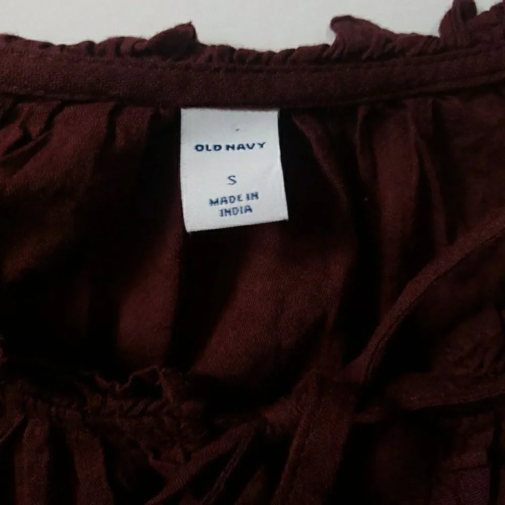 NWT Old Navy Peasant Blouse Red Maroon V-Neck Long Sleeves Women's S - Picture 5 of 9